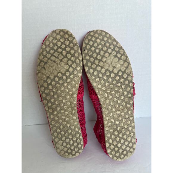 Toms Women’s Alpargata Moroccan Dark Pink Crochet Natural Cotton Flat Shoes Sz 8 - Picture 3 of 7